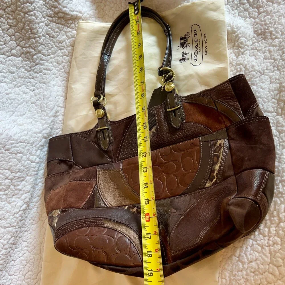 COACH PURSE NWT Patchwork Collection Brown/Gold/Leather/Suede - Picture 9 of 16